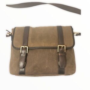 Fossil canvas leather messenger bag